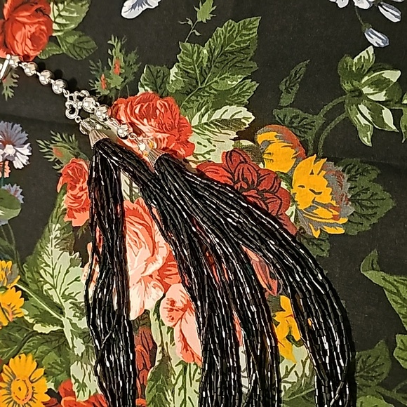 1950s iridescent bugle beads w/ aurora borealis stones - Picture 4 of 5